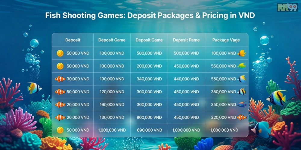 Bảng giá chi tiết các gói nạp tiền game bắn cá rr99 năm 2025