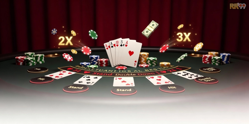 Hình ảnh minh họa trò chơi blackjack với ưu đãi hấp dẫn trên nền tảng RR99