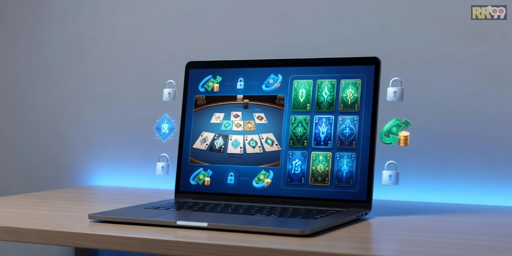Minh họa khái niệm game bài uy tín rr99 với giao diện nền tảng an toàn