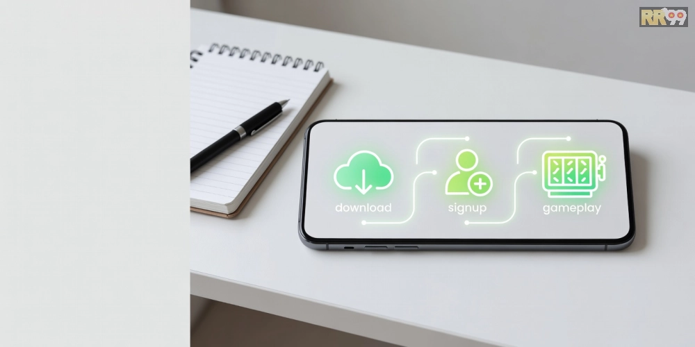 Caption hướng dẫn từng bước đăng ký và sử dụng ứng dụng game nổ hũ RR99 từ A đến Z