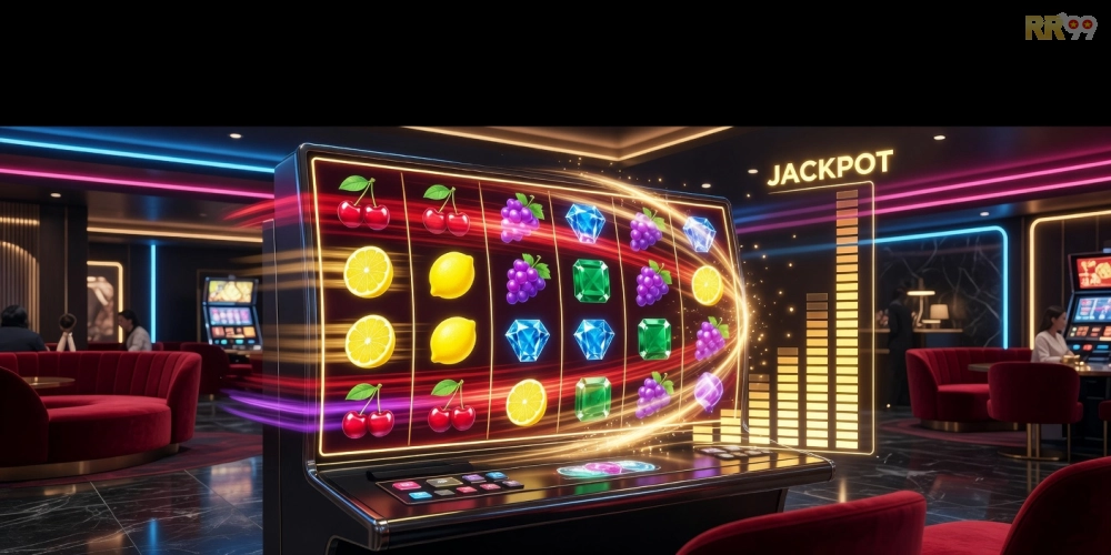 Minh họa khái niệm nổ hũ đổi thưởng rr99 với hình ảnh slot game hấp dẫn