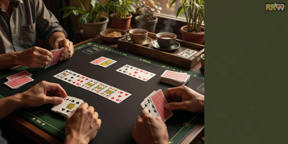 Minh họa gameplay Phỏm trên rr99 với bài xếp chiến lược
