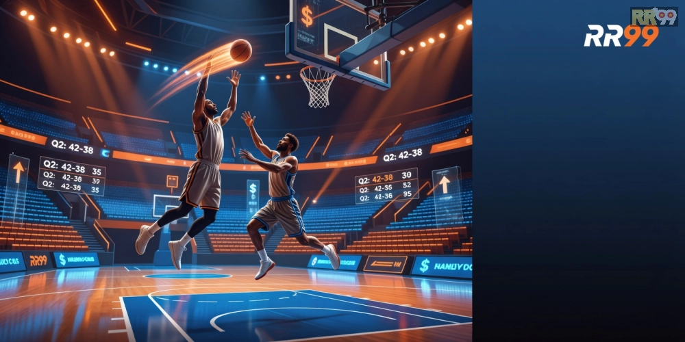 Giao diện bóng rổ NBA ảo trên rr99 với đồ họa sống động và kèo cược đa dạng